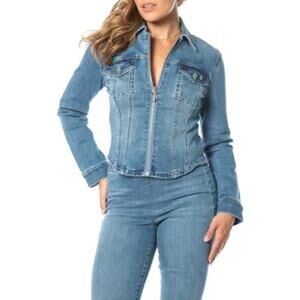 Juicy Couture Women’s Corset Trucker Denim Jacket Light Wash XS Rhinestone Logo